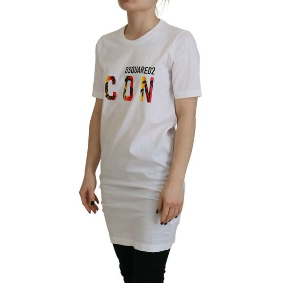 Dsquared² White Cotton Icon Logo Print Crewneck Women's T-shirt (Pre-Owned) - Picture 2 of 5